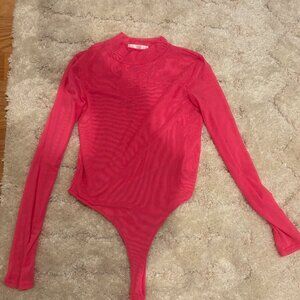Hot Pink Mesh Bodysuit, size L